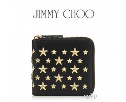 ジミーチュウ財布スーパーコピー JIMMY CHOO【LAWRENCE】スタースタッズ 2つ折り財布 black144lawrencebls