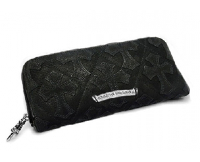 クロムハーツ 長財布 セメタリーキルテッド クロス デストロイレザー Chromehearts 017