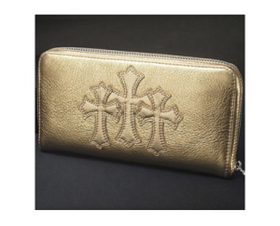 クロムハーツ 財布 コピー ラウンドファスナー長財布 ゴールドレザー Chromehearts 019
