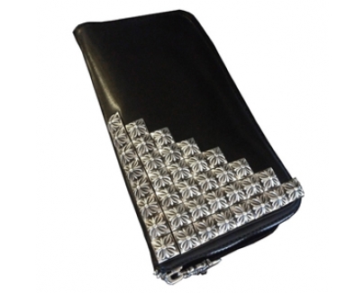 クロムハーツ ボックスクロス ピラミッド スタッズ 長財布 Chromehearts 054