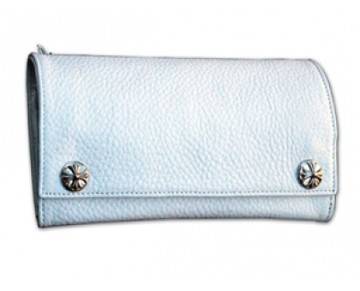 クロムハーツ ロングウォレット クロスボタン ホワイトレザー Chromehearts 038
