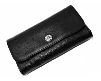 クロムハーツ ウェーブ ウォレット クロスボタン ヘビーレザー Chromehearts 042