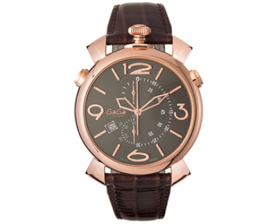 GAGA MILANO ガガミラノスーパーコピー THIN CHRONO 46MM 18ｋPGコーティング 時計 5098.03BW
