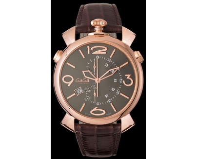 GAGA MILANO ガガミラノスーパーコピー THIN CHRONO 46MM 18ｋPGコーティング 時計 5098.02BW
