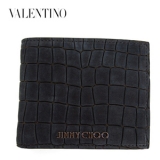ジミーチュウ財布スーパーコピー MARK MBE クロコ柄二つ折り財布 BLAC...