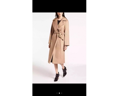 マックスマーラ【Max Mara】大人気 ベルト付き キャメルラップコート ブラック