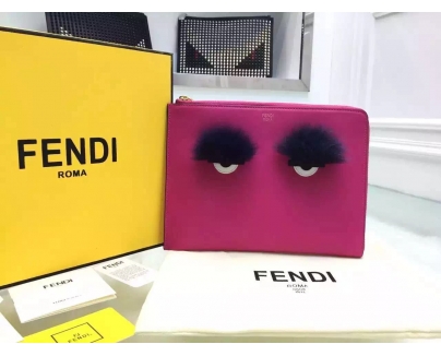 2015新作！FENDI フェンディ スーパーコピー ☆iPadも入る！ファー付 モンスタークラッチバッグ