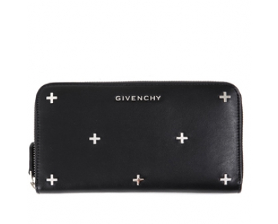 GIVENCHY 16AW PANDORA ジバンシィ財布スーパーコピー クロススタッド ファスナー長財布_BLACK BC06276683001