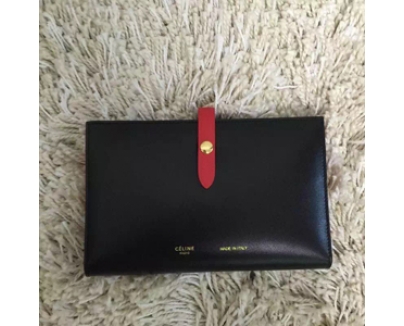 2016秋冬 CELINE セリーヌ コピー★ストラップ ブラック 長財布