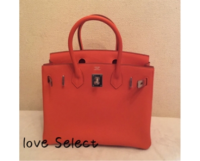 HERMESバーキン30トゴ綺麗なオレンジフーシルバー金具birkinレア