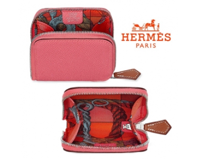 可愛い！ローズアザレ★HERMES シルクイン コインケース