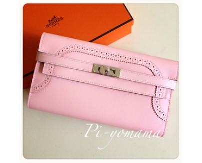 【HERMES】極上!ロングウォレット/ローズサクラ ケリーギリーズ長財布