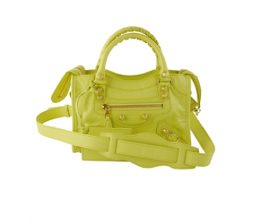 2016新作 バレンシアガバッグスーパーコピー Balenciaga ゴールドスタッズ　ミニシティ　レモンイエロー
