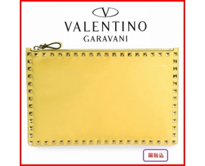 2016新作【Valentino ヴァレンティノスーパーコピー】RockstudクラッチバッグＬ Yellow
