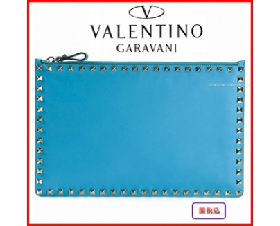 2016新作 【Valentino ヴァレンティノスーパーコピー】RockstudクラッチバッグＬ Blue