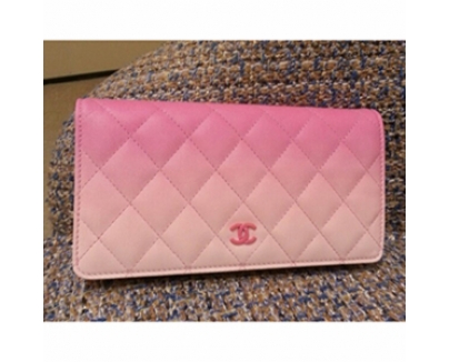 2016春夏新作 Chanel シャネルスーパーコピー 2つ折り長財布　グラデーションピンク