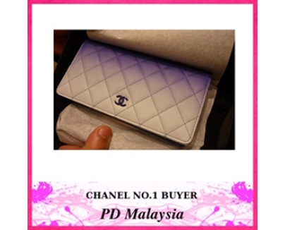 【2016年春夏】Chanel シャネルスーパーコピー グラデーションブルー 2つ折り長財布