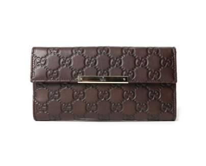 GUCCI グッチ 112715 A0V1G 2019 グッチシマレザー METAL BAR 長財布 チョコレー