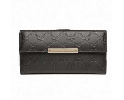 GUCCI グッチ ぐっち 財布 さいふ GUCCISSIMA 112715 A0V1G 1000 グッチシマレザー GUCCISSIMA メタルバー METALBAR 長財布 ブラック