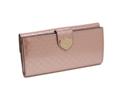 グッチ 財布 GUCCI 203550 AZA3G 6812 シャインマイクロGG メタルハート 長財布 メタリックピンク カラー