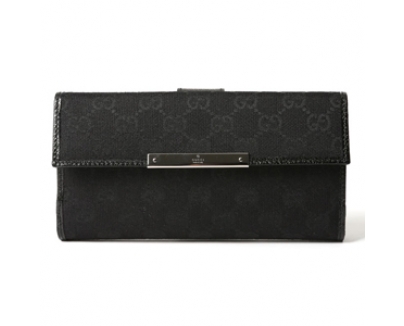 GUCCI グッチ 112715 F40IR 1000 GGキャンバス METAL BAR メタルバー 長財布 ブラック/ブラック