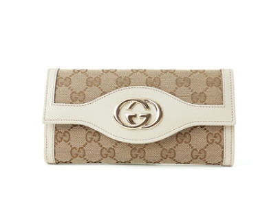 グッチ GUCCI 282426 FAFXG 9761 GGキャンバス スーキー SUKEY Wホック長財布 ベージュ/アイボリー