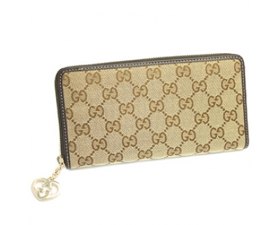 グッチ 財布 GUCCI 308005 FAFXG 9643 Lovely GGキャンバス ラウンドファスナー長財布 ベージュ/ダークブラウン