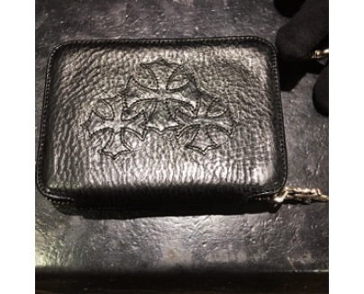 国内発/クロムハーツ財布スーパーコピー/ベビーバンクローバー/ 小銭入れ分離/BLK