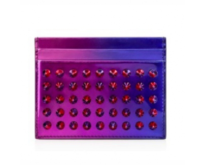 15AW最新作！ Christian Louboutin ☆Kios Spikes クリスチャン ルブタン財布スーパーコピーパテント☆★カードケース★