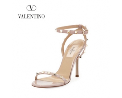 2016新作 【Valentino ヴァレンティノスーパーコピー】Rockstud Leather Ankle-Wrap Sandal