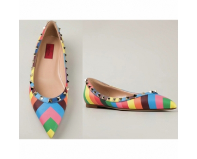 15SS V113 Valentino ヴァレンティノスーパーコピー 1973 chevron 'Rockstud' ballerinas