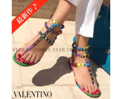 2016最新作 大注目 Valentino ヴァレンティノスーパーコピー Rockstud 1973レザーサンダル