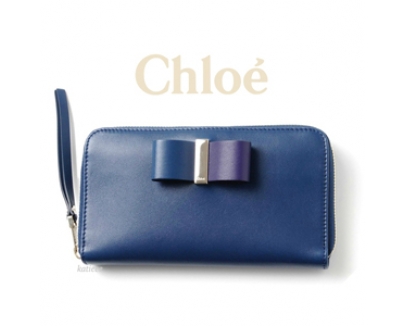2016新作 Chloe クロエスーパーコピー Leather Bowラウンドジップ長財布☆
