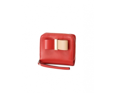 2016新作 CHLOE (クロエスーパーコピー)二つ折り財布 PAPRIKA RED　レッド LEATHER BOW