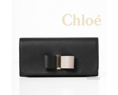 2015-16AW CHLOE クロエスーパーコピー 新作 Chloe Leather Bow二つ折り長財布☆
