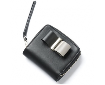 15-16年秋冬 Chloe クロエスーパーコピー LEATHER BOW 折り財布☆BLACK