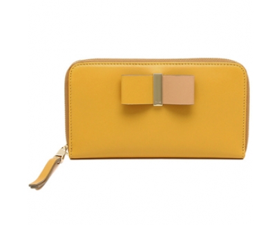 2016年秋冬新作 クロエスーパーコピー 財布 CHLOE 3P0290 889 BCX LEATHER BOW LONG ZIPPED WALLET 長財布 CURRY YELLOW