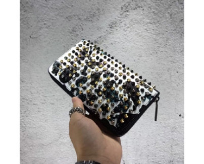 2016-17AW クリスチャン ルブタン コピー Christian Louboutin Panettone ジップ長財布 BK-WH/MULTI