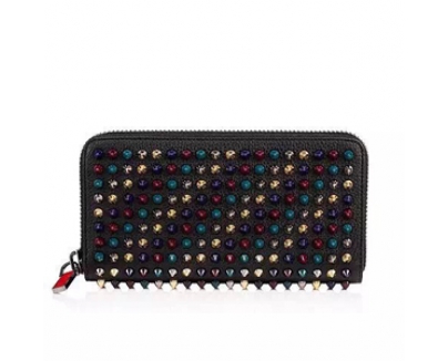 2016New クリスチャン ルブタン コピー Christian Louboutin マルチスパイク長財布 Black 1165045M039