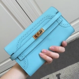エルメス HERMES ケリーロング長財布 ギリーズ 奇跡のティファニーブルー