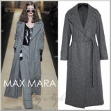 16-17AW★マックスマーラ【Max Mara】ウール ヘリンボーン ベルト付...