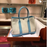 新作★HERMES★Garden Party30★キャンバス×レザー★ターコイズ