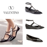 2016新作 Valentino ヴァレンティノスーパーコピー ロックスタッズ バレリーナ フラット