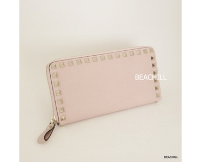 ヴァレンティノスーパーコピー VALENTINO☆RockStudグレインカーフ長財布“ROSE”LW0P0079VSH