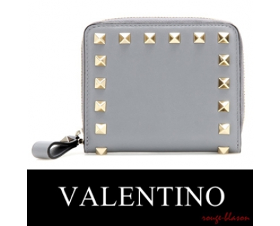 ヴァレンティノスーパーコピー Valentino 財布 ロックスタッズ パステルグレイ