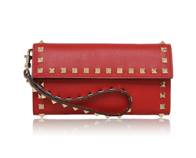 ヴァレンティノスーパーコピー VALENTINO 16AW ロックスタッド 長財布/クラッチバック_RED LW0P0225 0RO