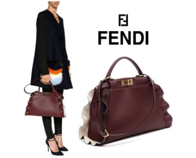 新作【フェンディスーパーコピー FENDI】フリル Wave Regular Peekaboo Burgundy 8BN290I8MF06MQ