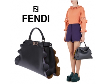 新作【フェンディスーパーコピー FENDI】フリル Wave Regular Peekaboo Black 8BN290I8MF06MR