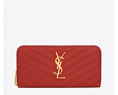 ☆SAINT LAURENTサンローランスーパーコピーモノグラムラウンドジップウォレット Red 372265BOW01 1000