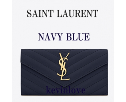 大人の色味 ☆SAINT LAURENT☆サンローランスーパーコピー モノグラム フラップウォレット紺 358085BOW011000